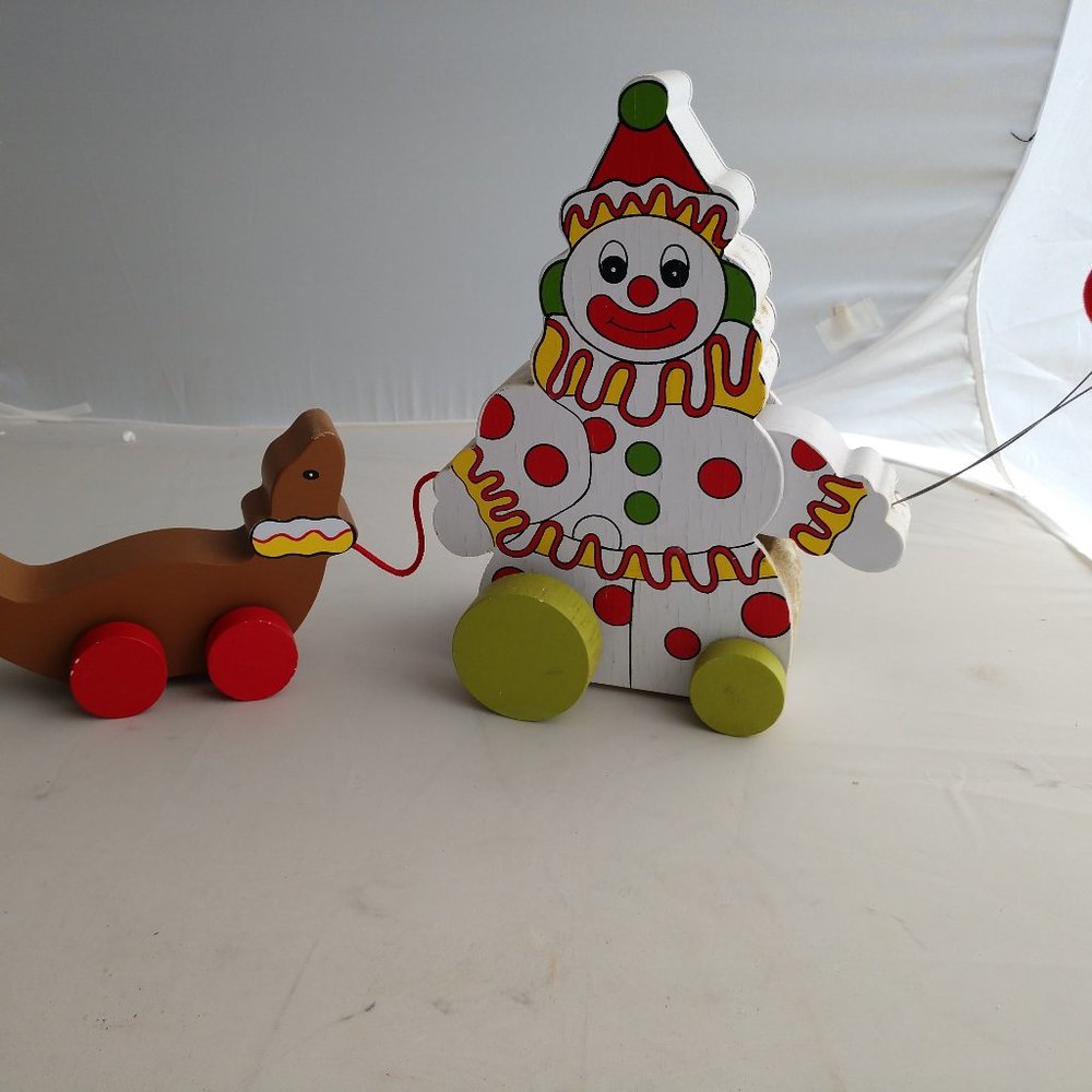 Wooden Clown Pull Toy
